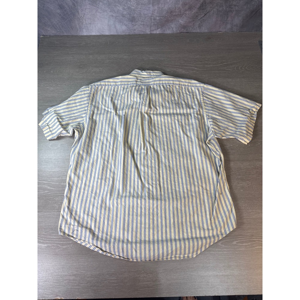 Polo Ralph Lauren Blake Mens XL SS Striped Button Down Shirt Yellow Blue - Picture 10 of 11